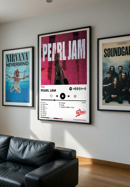 Poster Pearl Jam - Ten (1991) | Estilo Spotify
