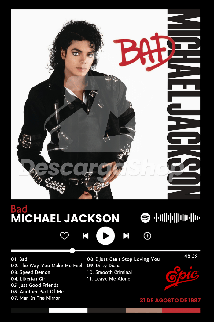 Poster Michael Jackson - Bad (1987) | Estilo Spotify